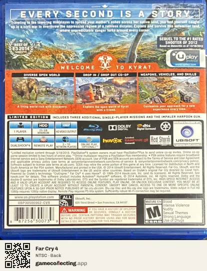 Far Cry 4 PlayStation 4, NTSC box back