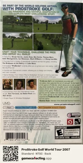 ProStroke Golf World Tour 2007 PlayStation Portable, NTSC box back