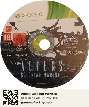 Aliens: Colonial Marines Xbox 360, PAL disc