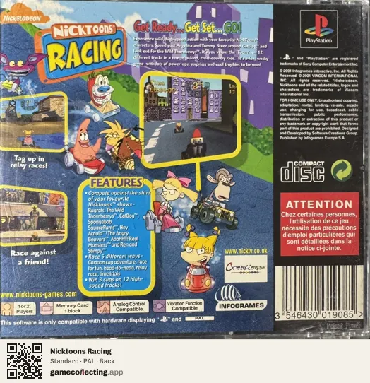 Nicktoons Racing PlayStation, PAL box back
