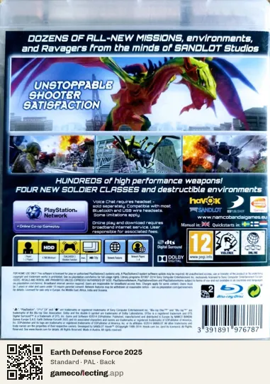 Earth Defense Force 2025 PlayStation 3, PAL box back