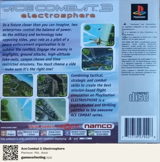 Ace Combat 3: Electrosphere PlayStation, PAL box back