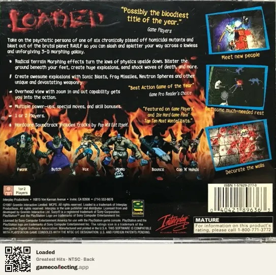 Loaded PlayStation, NTSC box back