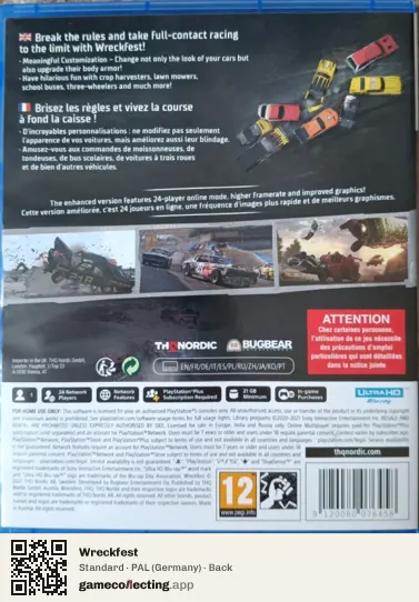Wreckfest PlayStation 5, Germany box back