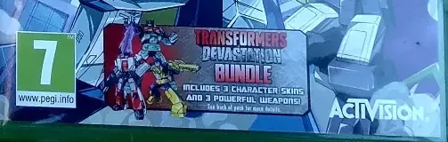 Transformers: Devastation, the PEGI square on its front
