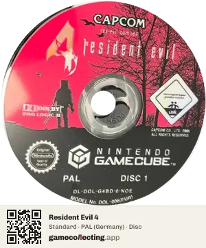 Resident Evil 4 Nintendo GameCube, PAL disc