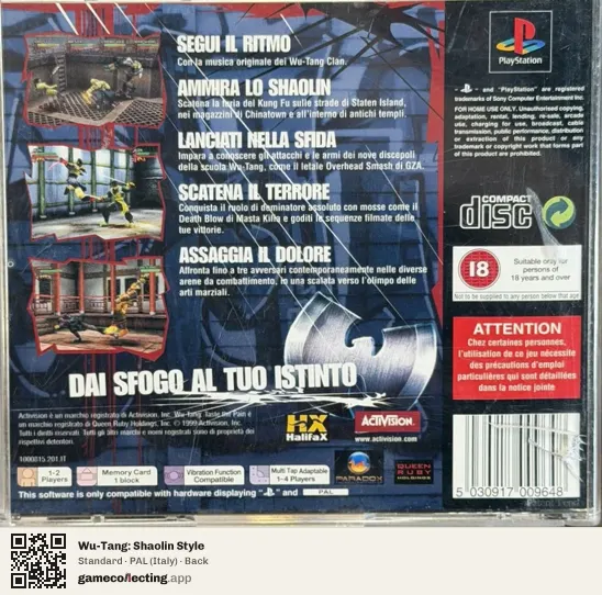 Wu-Tang: Shaolin Style PlayStation, Italy box back