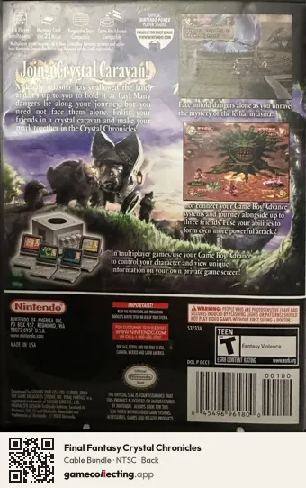 Final Fantasy Crystal Chronicles Nintendo GameCube, NTSC box back