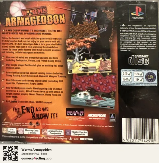 Worms Armageddon PlayStation, PAL box back