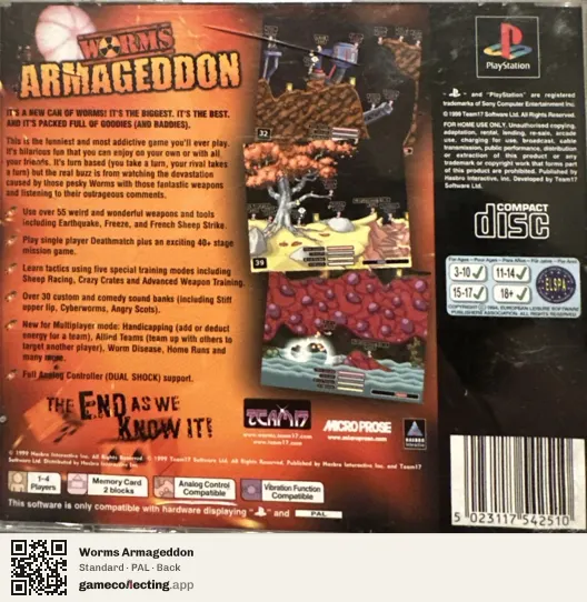 Worms Armageddon PlayStation, PAL box back