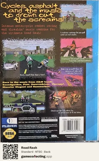 Road Rash Sega Mega-CD / Sega CD, NTSC box back