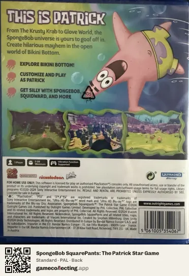 SpongeBob SquarePants: The Patrick Star Game PlayStation 5, PAL box back