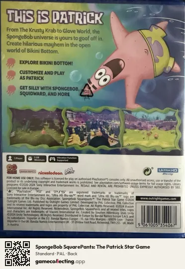 SpongeBob SquarePants: The Patrick Star Game PlayStation 5, PAL box back