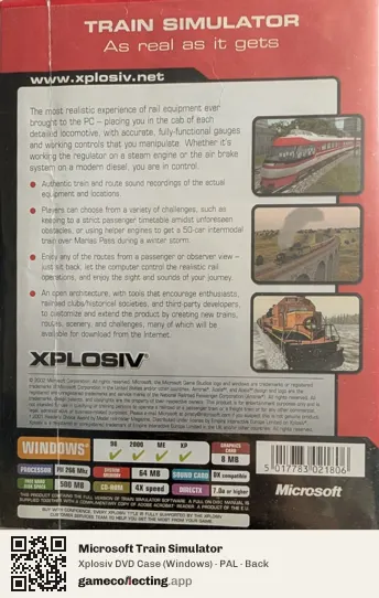 Microsoft Train Simulator Computer, PAL box back