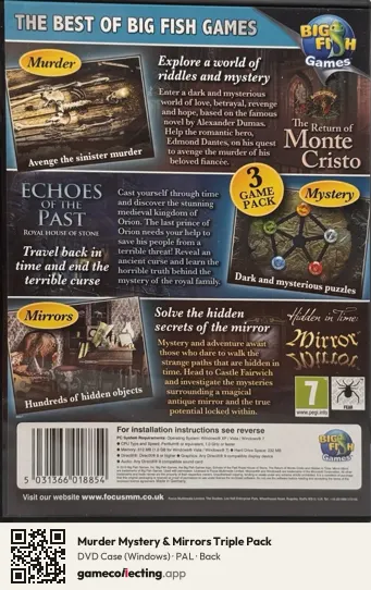 Murder Mystery & Mirrors Triple Pack Computer, PAL box back