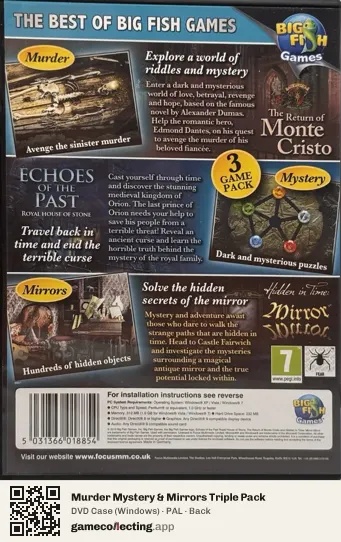 Murder Mystery & Mirrors Triple Pack Computer, PAL box back
