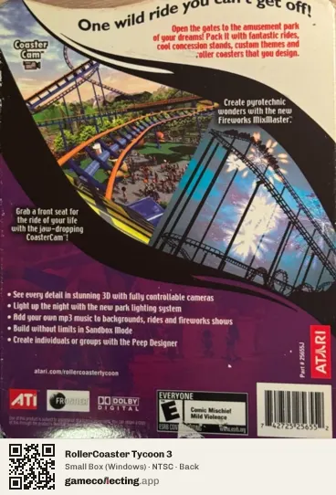 RollerCoaster Tycoon 3 Computer, NTSC box back