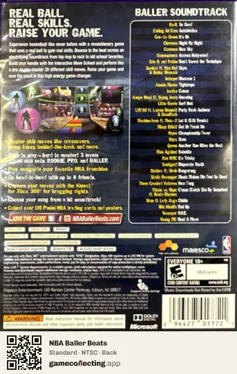 NBA Baller Beats Xbox 360, NTSC box back