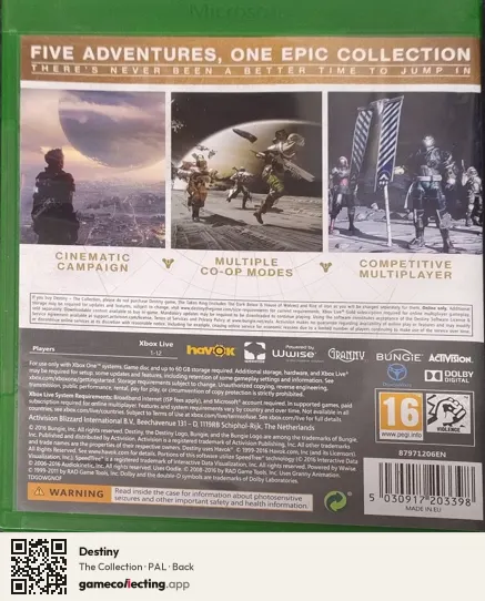 Destiny Xbox One, PAL box back