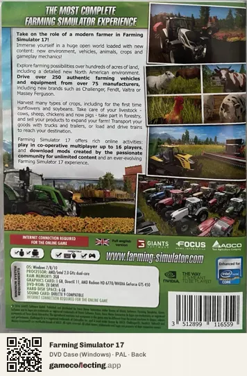 Farming Simulator 17 Computer, PAL box back
