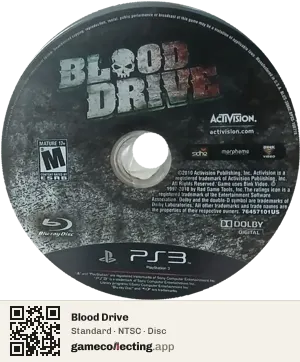 Blood Drive PlayStation 3, NTSC disc