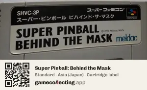 Super Pinball: Behind the Mask Super Nintendo Entertainment System, Asia cartridge label