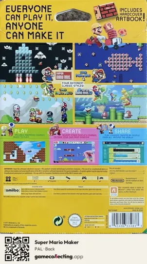 Super Mario Maker Nintendo Wii U, PAL box back