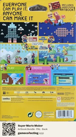 Super Mario Maker Nintendo Wii U, PAL box back