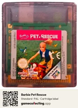 Barbie Pet Rescue Game Boy Color, PAL cartridge label