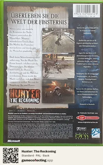 Hunter: The Reckoning Xbox, PAL box back