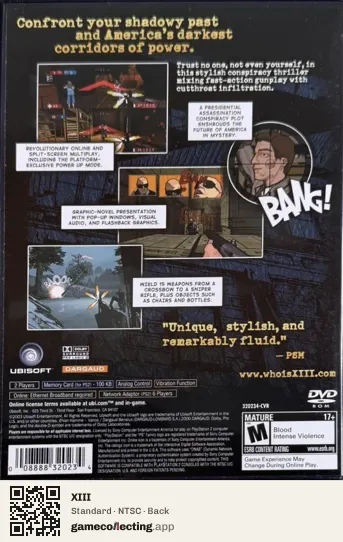 XIII PlayStation 2, NTSC box back