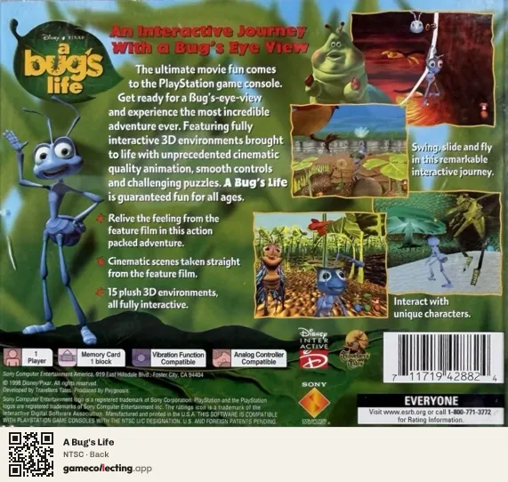 A Bug's Life PlayStation, NTSC box back