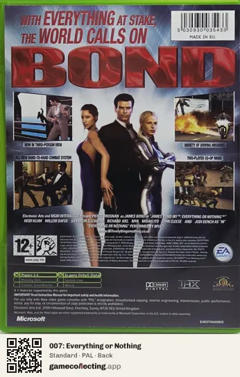 007: Everything or Nothing Xbox, PAL box back