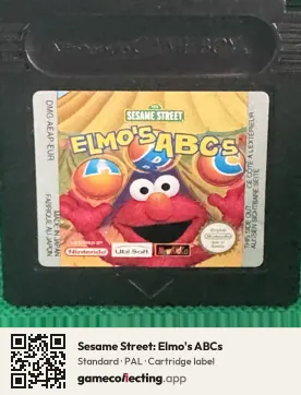 Sesame Street: Elmo's ABCs Game Boy Color, PAL cartridge label