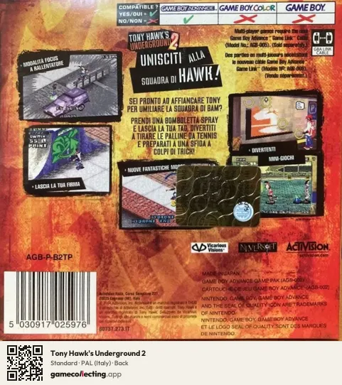 Tony Hawk's Underground 2 Game Boy Advance, Italy box back