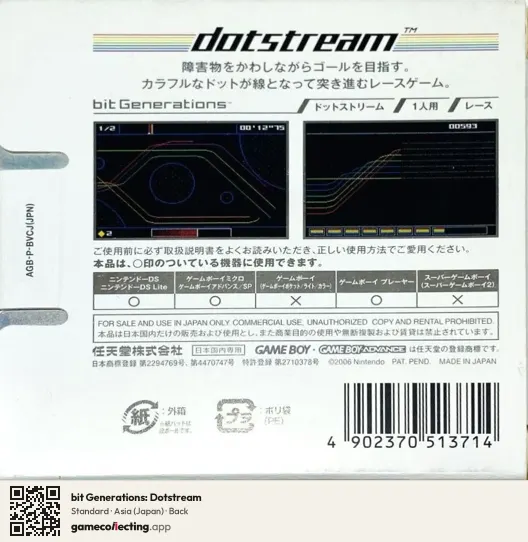 bit Generations: Dotstream Game Boy Advance, Asia box back