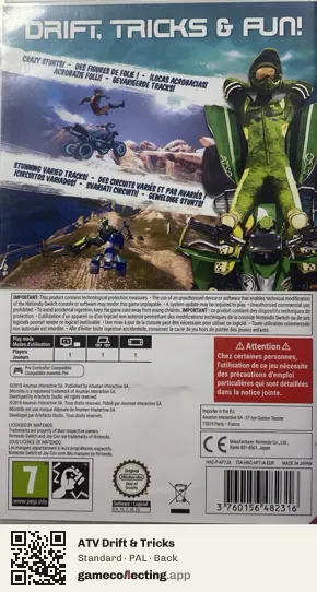 ATV Drift & Tricks Nintendo Switch, PAL box back