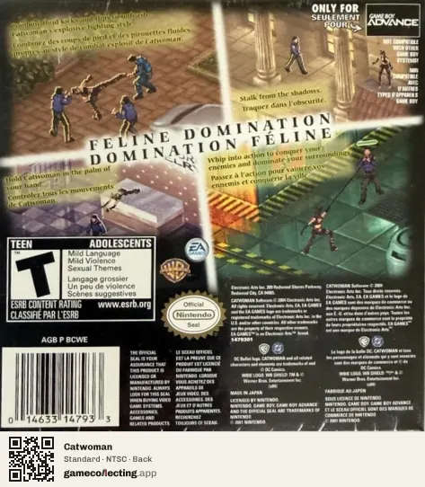 Catwoman Game Boy Advance, NTSC box back