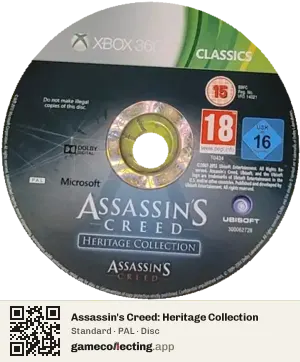 Assassin's Creed: Heritage Collection Xbox 360, PAL disc