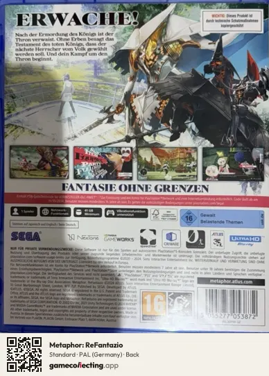 Metaphor: ReFantazio PlayStation 5, Germany box back