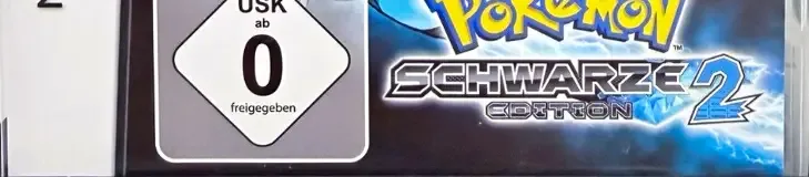 Pokémon Black Version 2, the USK square on its front