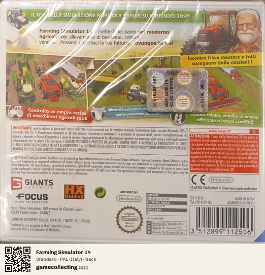 Farming Simulator 14 Nintendo 3DS, Italy box back