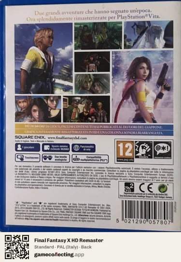 Final Fantasy X HD Remaster PlayStation Vita, Italy box back