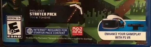 Minecraft, the ESRB box on its front