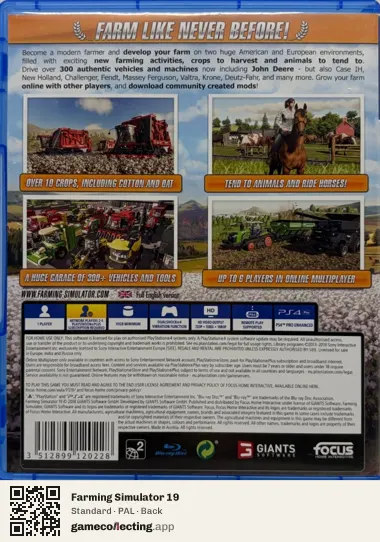 Farming Simulator 19 PlayStation 4, PAL box back