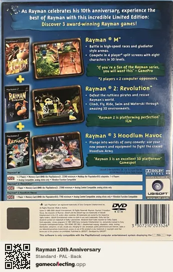 Rayman 10th Anniversary PlayStation 2, PAL box back