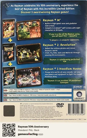 Rayman 10th Anniversary PlayStation 2, PAL box back