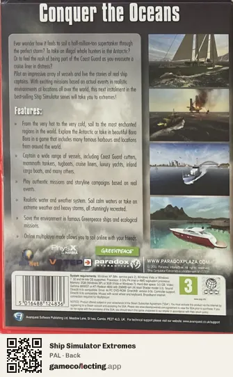Ship Simulator Extremes Computer, PAL box back