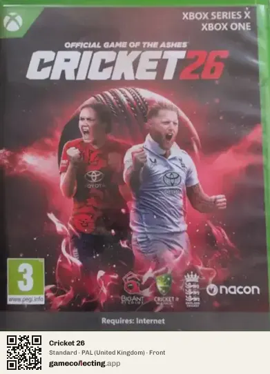 Cricket 26 Xbox Series X, United Kingdom box front