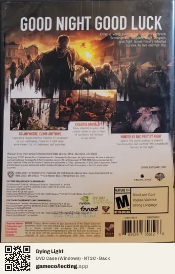 Dying Light Computer, NTSC box back